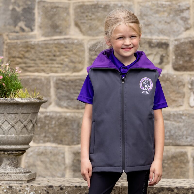 HOYS 2026 Junior Softshell Gilet - Charcoal & Purple